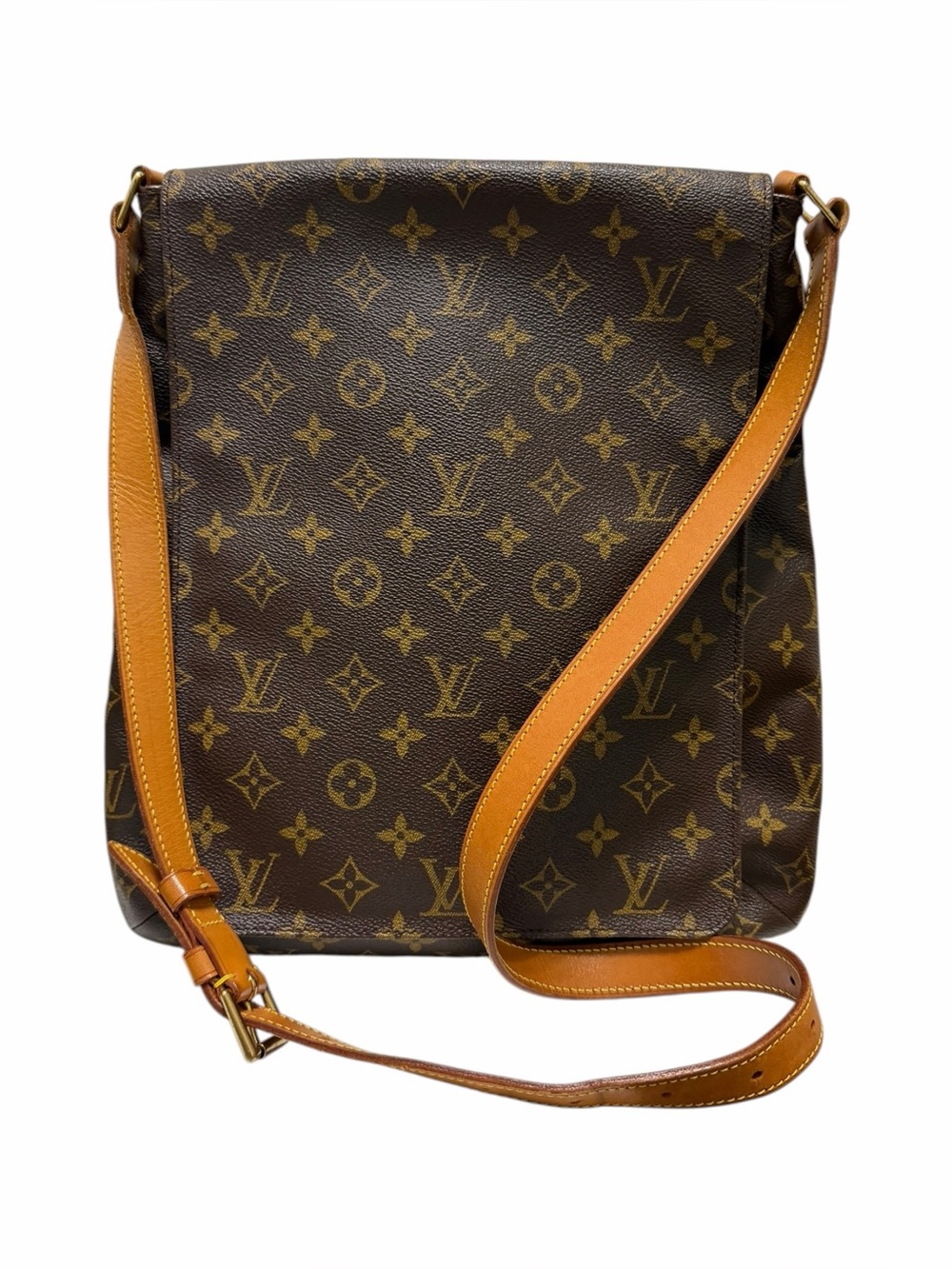 Louis Vuitton Textured Brown/Tan Logo Leather Crossbody Handbag